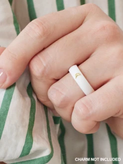 Women's Classic Ring For Charms -Silicone Jewelry & Accessories QLO.Charms.GOLDMOON.WhiteRing.Women Lifestyle 01