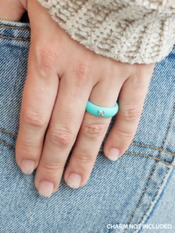 Women's Classic Ring For Charms -Silicone Jewelry & Accessories QLO.Charms.GOLDMOON.WhiteRing.Women Lifestyle 03