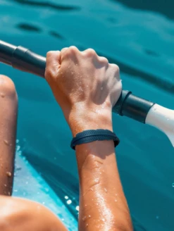 QALO Conscious Women's Stormy Blue Serene Bracelet -Silicone Jewelry & Accessories QLO.EarthMonthConscious.StormyBlueSereneBracelet.Women Lifestyle 01