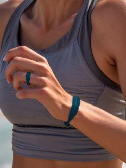 QALO Conscious Women's Stormy Blue Serene Bracelet -Silicone Jewelry & Accessories QLO.EarthMonthConscious.StormyBlueSereneBracelet.Women Lifestyle 02