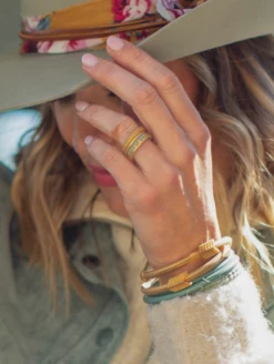 Women's Eva Shockey Woodland Strata Ring -Silicone Jewelry & Accessories QLO.Eva3 .2024.WoodlandStrata.GoldDesert.Women Lifestyle 01