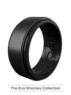 Men's Eva Shockey Polished Step Edge Silicone Ring -Silicone Jewelry & Accessories QLO.Eva .Shockey.3.23.Web .PDP .Mens .Metallic.Step .Edge .Black .1