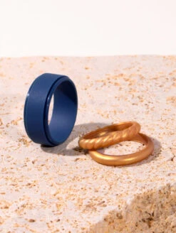 Women's Eva Shockey Antique Gold Double Stack -Silicone Jewelry & Accessories QLO.Eva .Shockey.3.23.Web .PDP .Studio.Womens.Stack .Gold .2