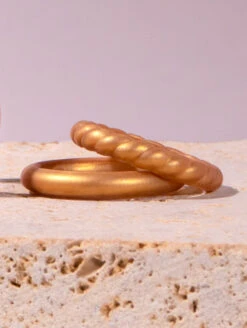 Women's Eva Shockey Twist Stackable Silicone Ring -Silicone Jewelry & Accessories QLO.Eva .Shockey.3.23.Web .PDP .Studio.Womens.Twist .Stackable.Gold .2