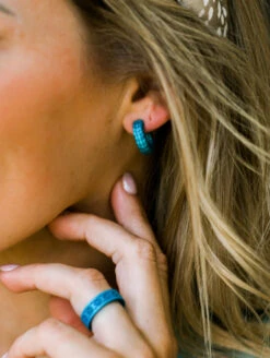 Women's Eva Shockey Lariat Earrings -Silicone Jewelry & Accessories QLO.Eva .Shockey.4.0.2023.PDP .Womens.Lariat.Ring .Peacock.3