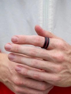 Men's Folds Of Honor Firefighter Strata Ring -Silicone Jewelry & Accessories QLO.FOH .Firefighter.BlackRed.Men Lifestyle 01