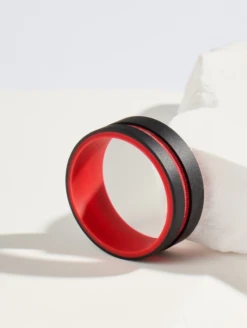 Men's Folds Of Honor Firefighter Strata Ring -Silicone Jewelry & Accessories QLO.FOH .Firefighter.BlackRed.Men Lifestyle 02