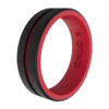 Women's Folds Of Honor Firefighter Strata Ring -Silicone Jewelry & Accessories QLO.FOH .Firefighter.BlackRed.Women Angle