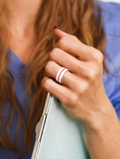 Women's Folds Of Honor Nurse Strata Ring -Silicone Jewelry & Accessories QLO.FOH .Nurse .WhiteRed.Women Lifestyle 01