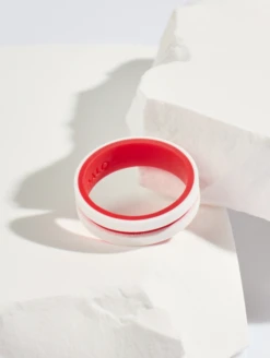 Women's Folds Of Honor Nurse Strata Ring -Silicone Jewelry & Accessories QLO.FOH .Nurse .WhiteRed.Women Lifestyle 02