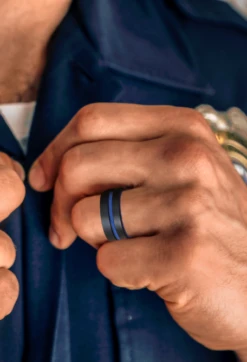 Men's Folds Of Honor Police Strata Ring -Silicone Jewelry & Accessories QLO.FOH .Police.BlackNavy.Men Hover