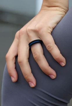 Women's Folds Of Honor Police Strata Ring -Silicone Jewelry & Accessories QLO.FOH .Police.BlackNavy.Women Hover