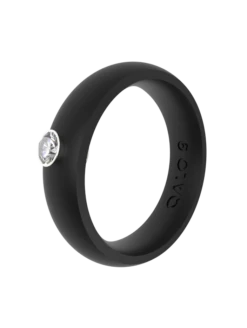 Women's Silver Gemstone Ring -Silicone Jewelry & Accessories QLO.Gemstone.WhiteCZGemstone.Black .Women Angle