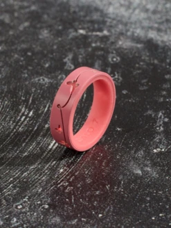 Women's Glow Flutter Strata Ring -Silicone Jewelry & Accessories QLO.GlowFlutter.RoseRed.Women Lifestyle 01