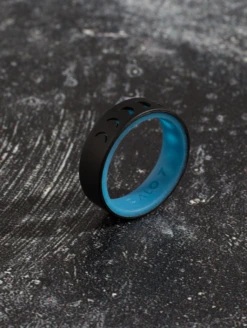 Women's Glow Moon Phases Strata Ring -Silicone Jewelry & Accessories QLO.GlowMoonPhases.BlackBlue.Women Lifestyle 01