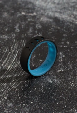 Women's Glow Moon Phases Strata Ring -Silicone Jewelry & Accessories QLO.GlowMoonPhases.BlackBlue.Women Lifestyle.Hover