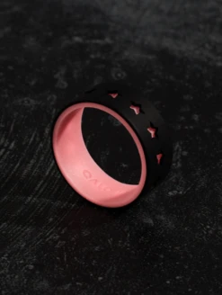 Men's Glow Stars Strata Ring -Silicone Jewelry & Accessories QLO.GlowStars.BlackRed.Men Lifestyle 02