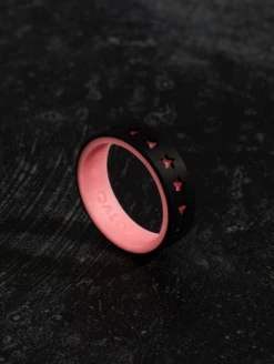 Women's Glow Stars Strata Ring -Silicone Jewelry & Accessories QLO.GlowStars.BlackRed.Women Lifestyle 02