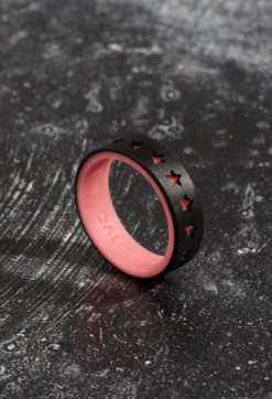 Women's Glow Stars Strata Ring -Silicone Jewelry & Accessories QLO.GlowStars.BlackRed.Women Lifestyle.Hover