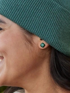 Emme Earrings -Silicone Jewelry & Accessories QLO.HolidayCollection.Emme .Earrings.Emerald.Women Lifestyle 01