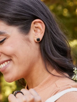 Emme Earrings -Silicone Jewelry & Accessories QLO.HolidayCollection.Emme .Earrings.Onyx .Women Lifestyle 02