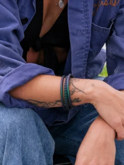 Women's Holographic Essential Bangles -Silicone Jewelry & Accessories QLO.Holographic.EssentialBangles.Green Lifestyle 01