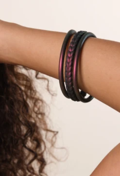 Women's Holographic Essential Bangles -Silicone Jewelry & Accessories QLO.Holographic.EssentialBangles.Red Hover