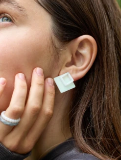 Women's Holographic Sky Earrings -Silicone Jewelry & Accessories QLO.Holographic.SkyEarrings.White Lifestyle 01