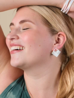 Women's Holographic Sky Earrings -Silicone Jewelry & Accessories QLO.Holographic.SkyEarrings.White Lifestyle 02