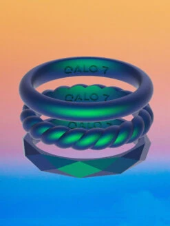 Women's Holographic Classic Stackable Silicone Ring -Silicone Jewelry & Accessories QLO.Holographic.Stackables.Web .PDP .Lifestyle.11 5V3