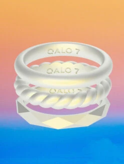 Women's Holographic Classic Stackable Silicone Ring -Silicone Jewelry & Accessories QLO.Holographic.Stackables.Web .PDP .Lifestyle.12 5V3