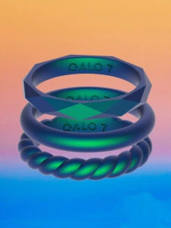 Women's Holographic Geo Stackable Silicone Ring -Silicone Jewelry & Accessories QLO.Holographic.Stackables.Web .PDP .Lifestyle.3 5V3