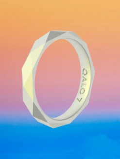 Women's Holographic Geo Stackable Silicone Ring -Silicone Jewelry & Accessories QLO.Holographic.Stackables.Web .PDP .Lifestyle.4 5V2