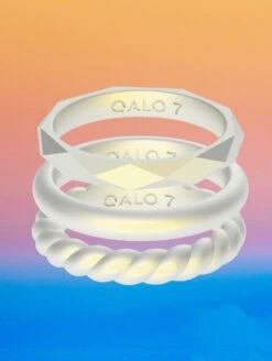 Women's Holographic Geo Stackable Silicone Ring -Silicone Jewelry & Accessories QLO.Holographic.Stackables.Web .PDP .Lifestyle.4 5V3