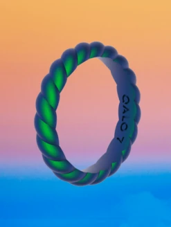 Women's Holographic Twist Stackable Silicone Ring -Silicone Jewelry & Accessories QLO.Holographic.Stackables.Web .PDP .Lifestyle.7 5V2