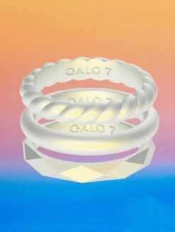Women's Holographic Twist Stackable Silicone Ring -Silicone Jewelry & Accessories QLO.Holographic.Stackables.Web .PDP .Lifestyle.8 5V3