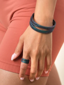 Women's Holographic Zaha Bracelet -Silicone Jewelry & Accessories QLO.Holographic.ZahaBracelet.Green Lifestyle 02