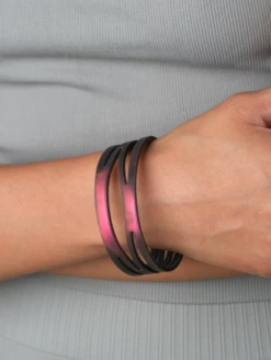 Women's Holographic Zaha Bracelet -Silicone Jewelry & Accessories QLO.Holographic.ZahaBracelet.Red Lifestyle 02