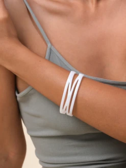 Women's Holographic Zaha Bracelet -Silicone Jewelry & Accessories QLO.Holographic.ZahaBracelet.White Lifestyle 02