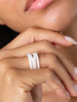 Women's Holographic Zaha Ring -Silicone Jewelry & Accessories QLO.Holographic.ZahaRing.White Lifestyle 01