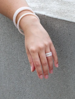 Women's Holographic Zaha Ring -Silicone Jewelry & Accessories QLO.Holographic.ZahaRing.White Lifestyle 02