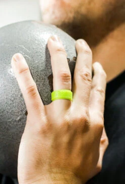 Men's Black Hex Silicone Ring -Silicone Jewelry & Accessories QLO.Men sHex.NeonGreen.Hover