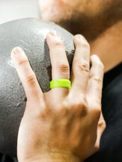 Men's Black Hex Silicone Ring -Silicone Jewelry & Accessories QLO.Men sHex.NeonGreen.Lifestyle1