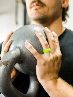 Men's Black Hex Silicone Ring -Silicone Jewelry & Accessories QLO.Men sHex.NeonGreen.Lifestyle2