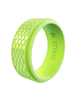 Men's Black Hex Silicone Ring -Silicone Jewelry & Accessories QLO.Men sHex.NeonGreen.Vertical