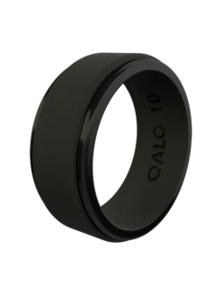 Men's Polished Step Edge Silicone Ring -Silicone Jewelry & Accessories QLO.Men sPolishedStepEdge.Black .Angle