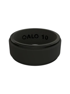 Men's Polished Step Edge Silicone Ring -Silicone Jewelry & Accessories QLO.Men sPolishedStepEdge.Black .Front