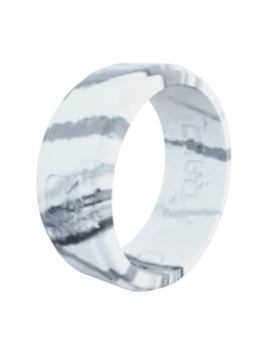 Men's White Marble Step Edge Silicone Ring