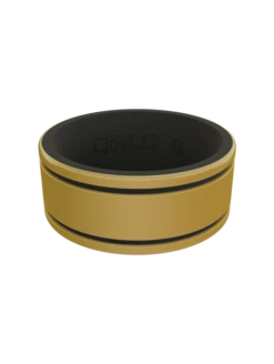 Men's Metallic Score Strata Silicone Ring -Silicone Jewelry & Accessories QLO.Men sStrata.MetallicScore.GoldBlack.Front