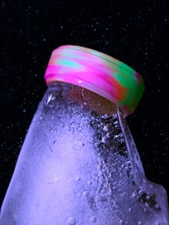 Men's Aurora Polished Step Edge Silicone Ring -Silicone Jewelry & Accessories QLO.MensModern NorthernLights.Pink .AngleLifestyle1